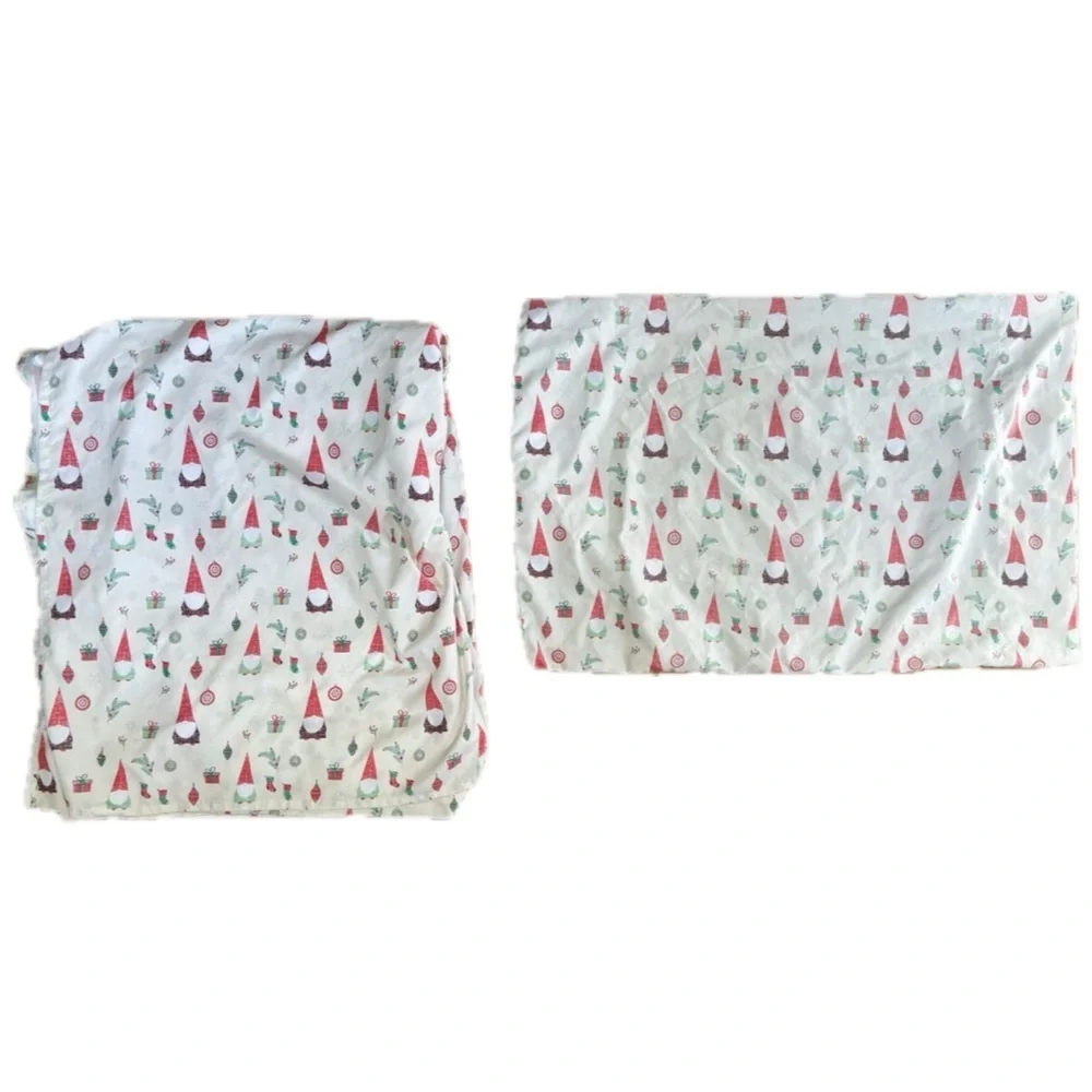 Finch And Robin Christmas Gnomes Full Flat Sheet Pillowcase Kitsch Cutter Fabric